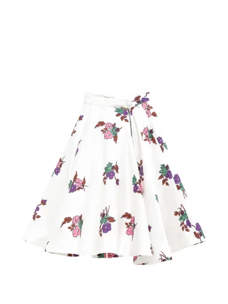 Fustă midi August Barron cu model floral cu imagine evazată alb