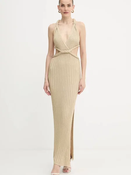 Guess sukienka VANYA maxi dopasowana zielony