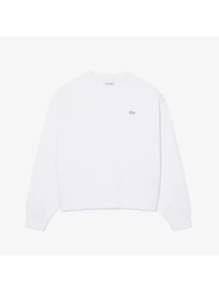 Lacoste Bluza Oversize Z Dwustronnego Jerseyu biała
