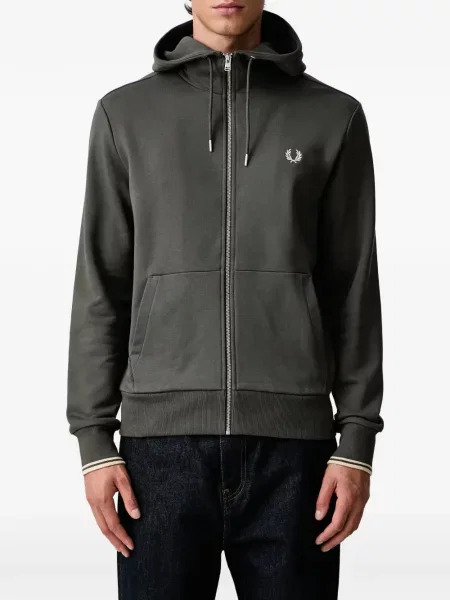 Majica s kapuljačom Fred Perry s vezom zelena