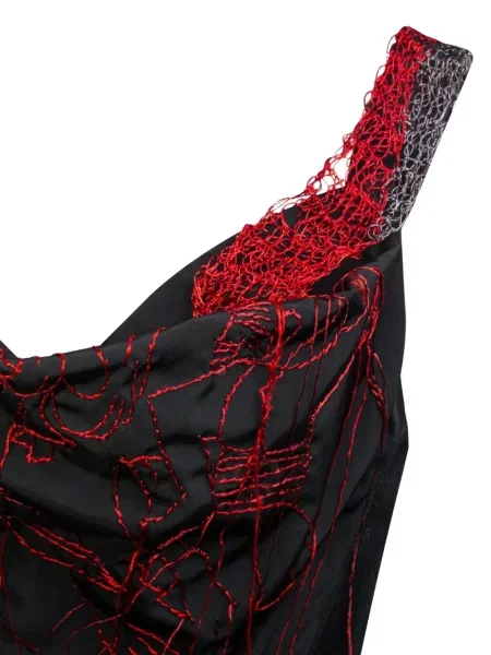 Top Sahar Jaberian cu broderie drapat negru