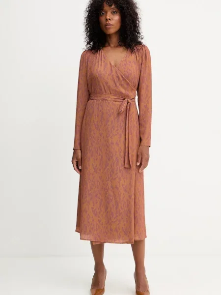 Silvian Heach rochie HARGA midi evazați maro