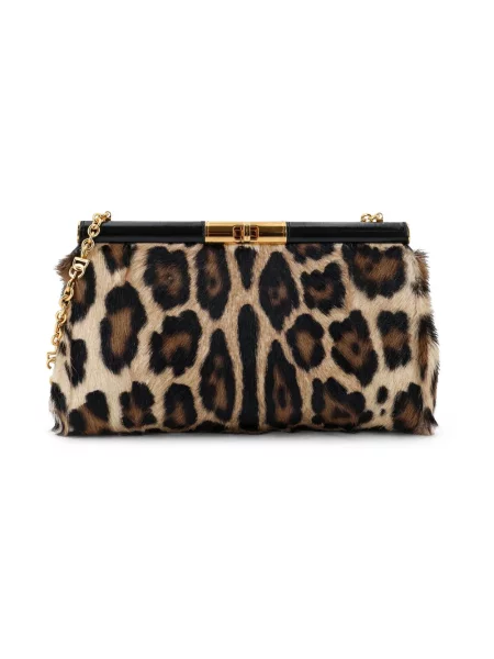 Lniana torebka Dolce And Gabbana brązowa