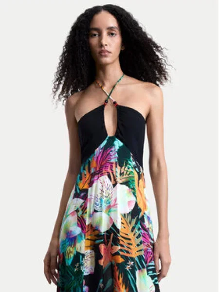 Desigual Ljetna haljina Tropical tirkiz / zelena / tamno narančasta crna