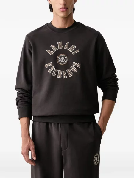 Pulover Armani Exchange cu autograf maro