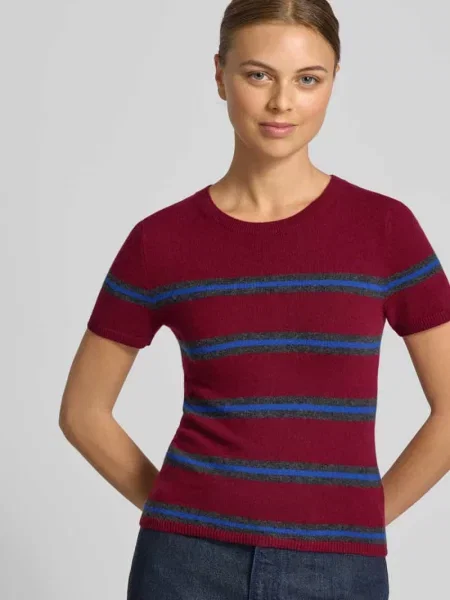 Sweter z dzianiny z czystego kaszmiru Staud bordowy