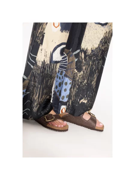 Klapki Birkenstock skórzane na sprzączkę brązowe