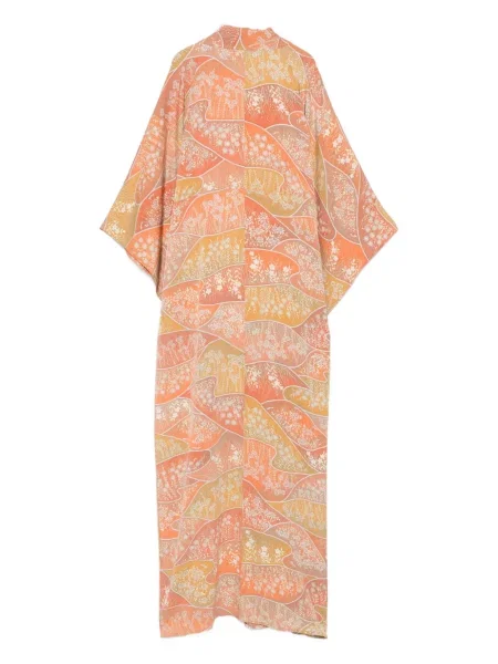 Květinový retro kabát A.n.g.e.l.o. Vintage Cult s potiskem oranžový