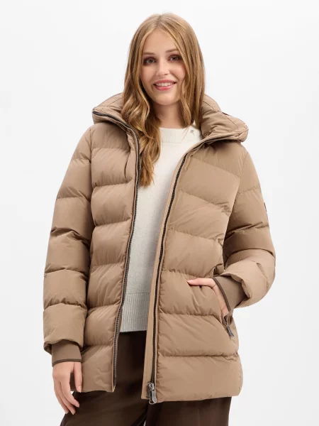 Wellensteyn Kurtka Pikowana Goldmine Medium Z Odpinanym Kapturem beige brązowa