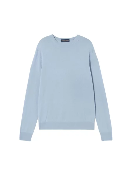 Sweter Brooks Brothers z dekoltem w serek niebieski