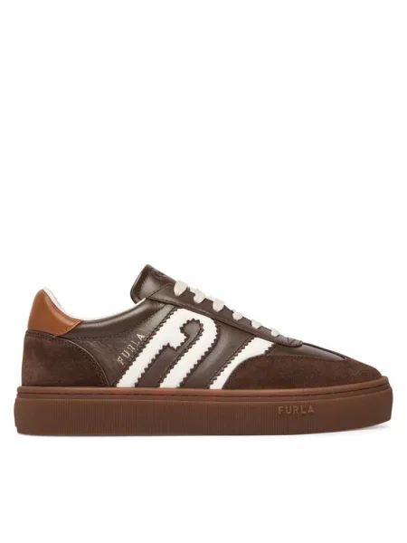Furla Allegra Lace-Up sneakers dámske kožené hnedá