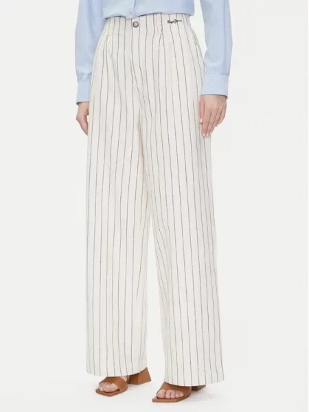 Pepe Jeans spodnie lniane HERLY szerokie high waist beżowy