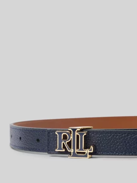 Pasek z naturalnej skóry bydlęcej model REV' Lauren Ralph Lauren niebieski