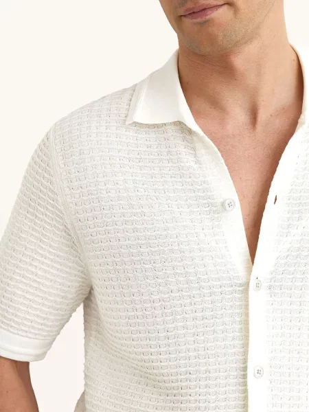 Reiss Pletená Košile Clifton Slim Fit bílá