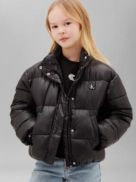 Calvin Klein Jeans geacă petrecută pentru copii negru