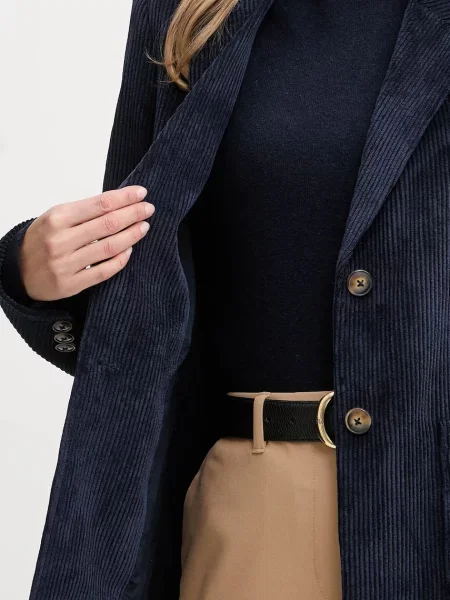 Вельветовий піджак United Colors of Benetton однобортний однотонний синій