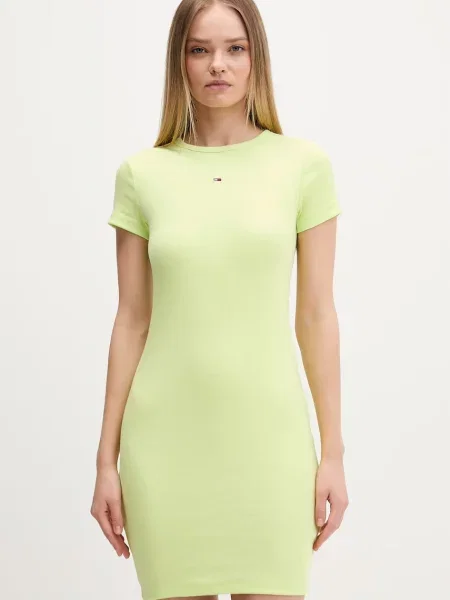 Tommy Jeans bodycon haljina od pamuka s elastanom zelena