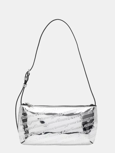 Geantă Tommy Jeans Tjw Must Metallic Shoulder Bag Argintiu negru