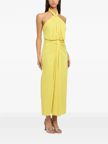 Rochie Cinq A Sept cu gât halter de costum galben