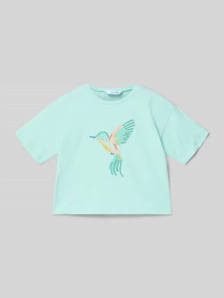 T-shirt z motywem i rękaw o dł. Mayoral miętowa