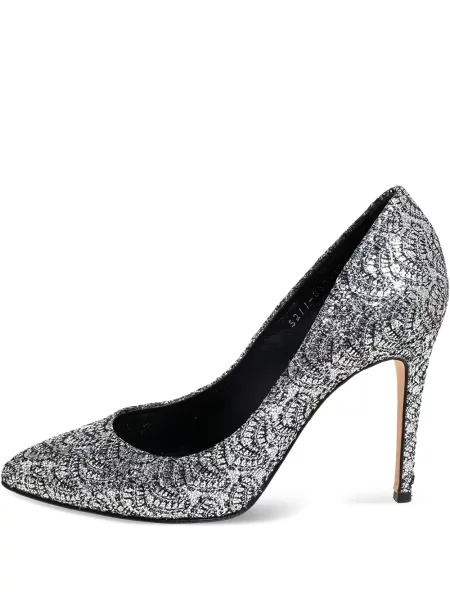 Pantofi cu toc Gina din piele argintiu