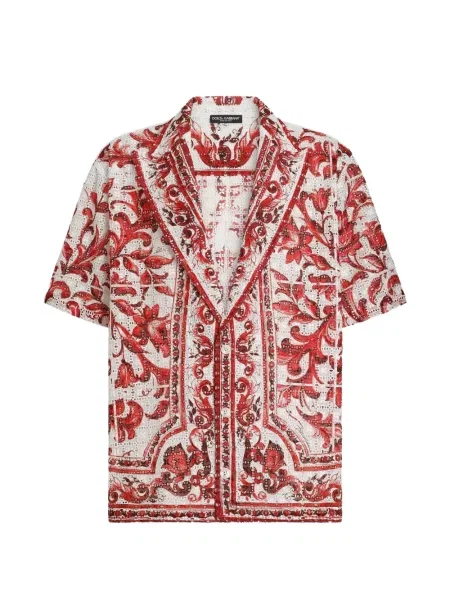 Cămașă Dolce & Gabbana cu broderie din dantelă roșu