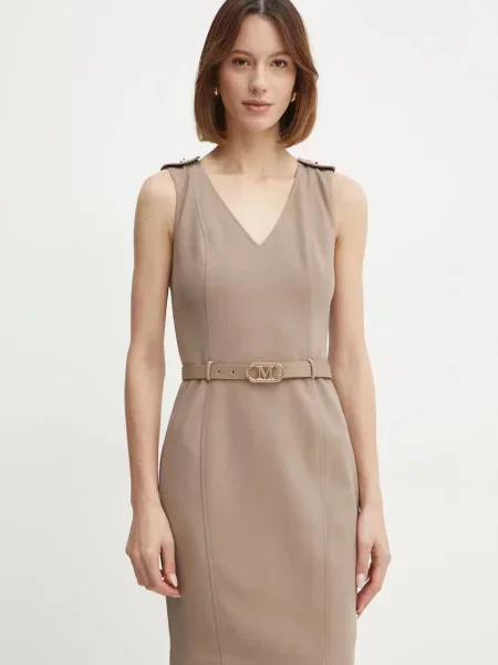 Рокля Marciano Guess MASHA среднодълга със стандартна кройка бежово