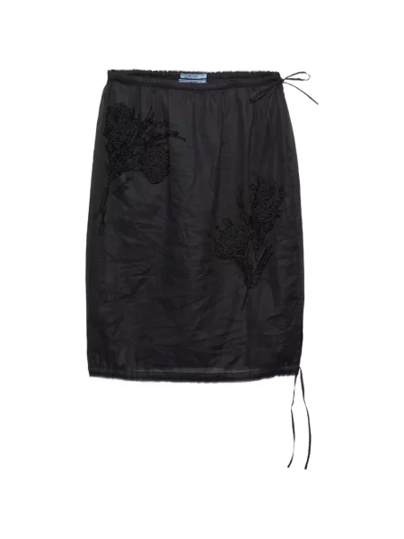 Fustă midi Prada cu broderie negru