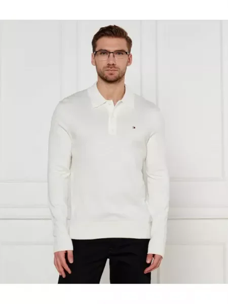 Tommy Hilfiger Polo cu adaos de cașmir alb