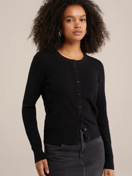 WE Fashion Geacă tricotată negru