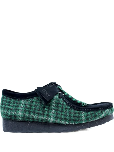 Botine Clarks Originals în carouri din tweed verde
