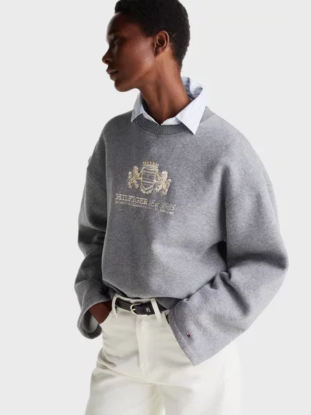 Широкий світшот Tommy Hilfiger сірий