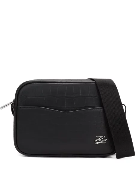Geantă crossbody Karl Lagerfeld cu autograf negru