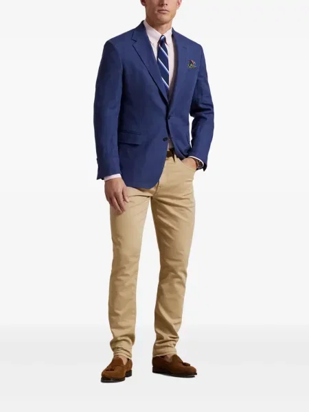 Tricou Polo Ralph Lauren din piele cu broderie în carouri maro