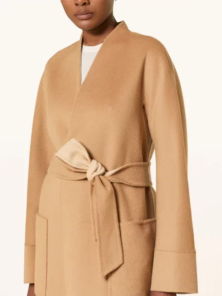 Max Mara Studio Dvoupostranný Vlněný Kabát Nodo velbloudí