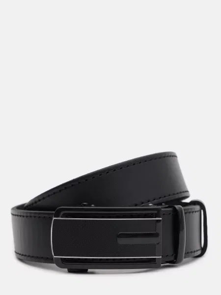 Шкіряний ремінь Borsa Leather з ремінцями чорний