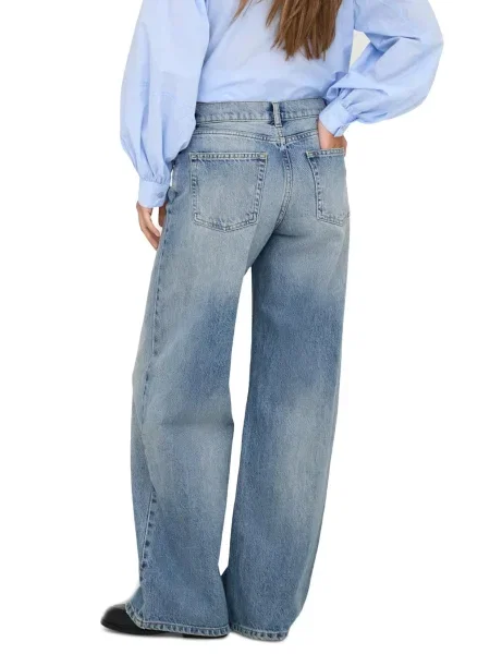 Blugi boyfriend Only cu talie joasă albastru