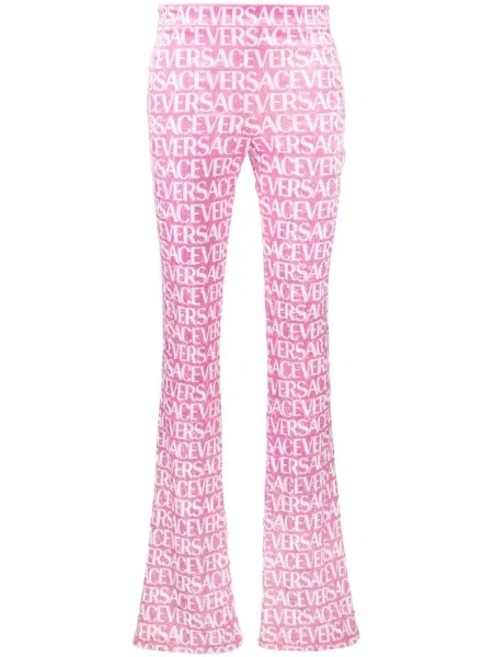 Pantaloni Versace cu imagine evazate roz