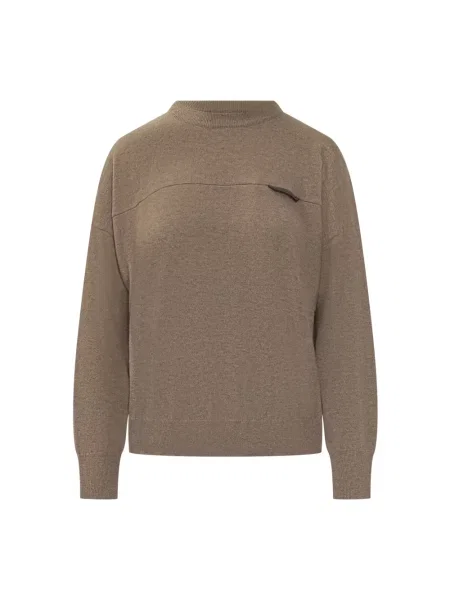 Sweter Brunello Cucinelli wełniany brązowy