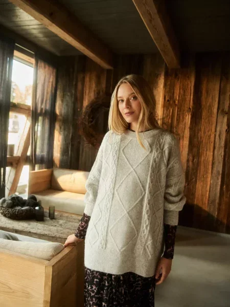 Pulover Marisse tricotate gri