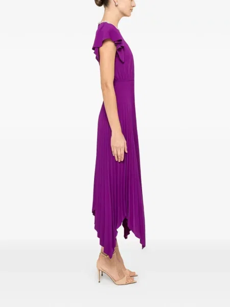 Rochie Nissa plisată de cristal de costum violet