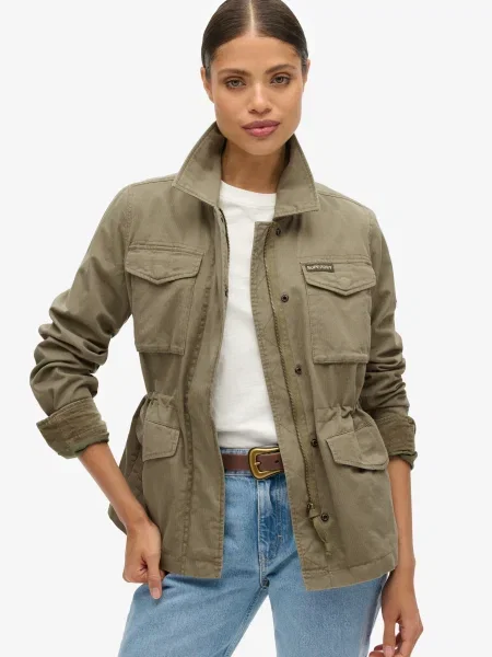 Superdry & Co Prechodná bunda koňaková / olivová / čierna biela