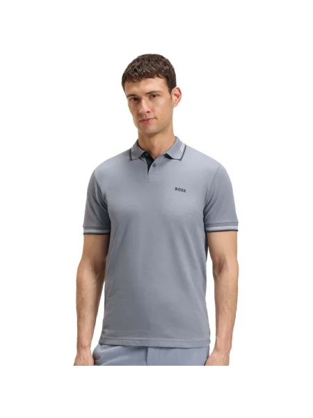 Polo Boss Green stretch alb