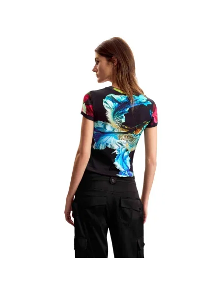Desigual Tricou Multiflowers Lacroix negru