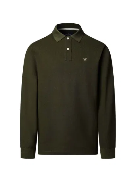 Lung tricou polo Hackett London cu autograf verde