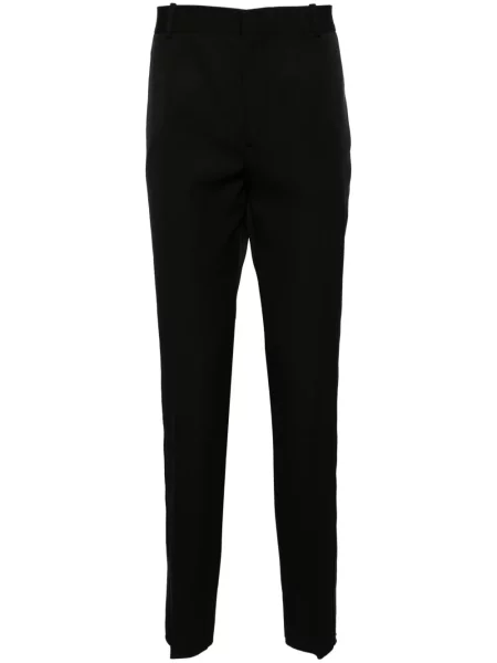 Pantaloni Alexander Mcqueen cu talie joasă din satin negru