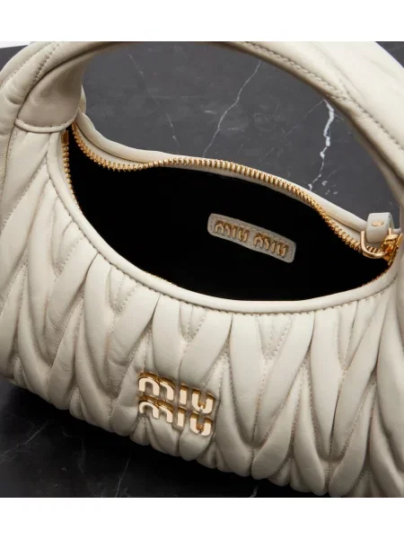 Geanta de piele Miu Miu din piele alb