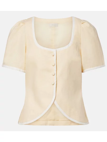 Lniany top Faithfull beżowy