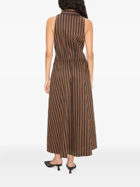 Rochie maxi Simon Miller din poplin maro