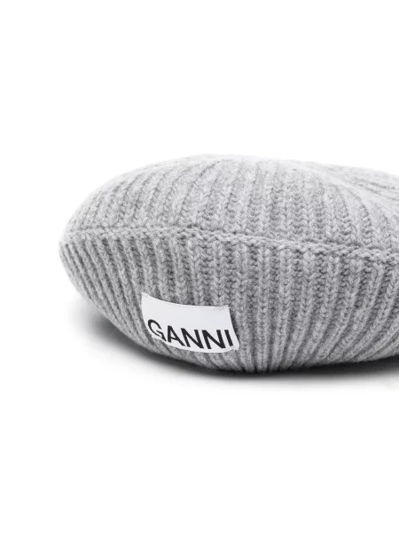 Čepice Ganni s autogramem šedý